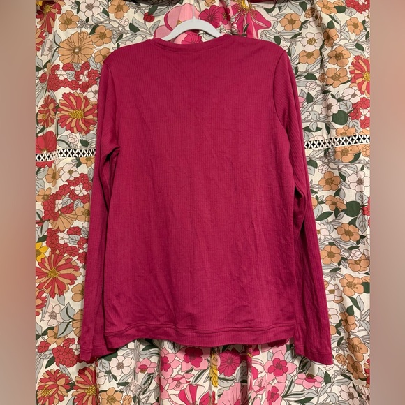 Wool& Rich Burgundy Merino Wool Button-Up Cardigan - Picture 2 of 3